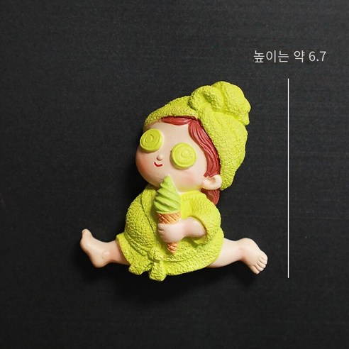 만화 냉장고 자석 행복 생활 자석 냉장고 문 장식 자석 3D 입체 자석 화이트 보드 메시지 포스트, 녹색 목욕 가운 달콤한 튜브 소녀 (냉장고 자석), 중간