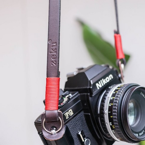 [ZEKU] SLR 미러리스 필름 카메라 천연 가죽 넥 스트랩, 1개, 블랙