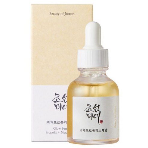 Beauty of Joseon 조선미녀 GLOW SERUM : PROPOLIS + NIACINAMIDE 광채 세럼 프로폴리스 및 나이아신아마이드 함유 30ml, 1개