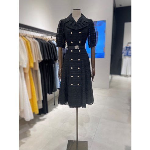 모조에스핀 더블버튼 플레어 원피스 S232MSE032