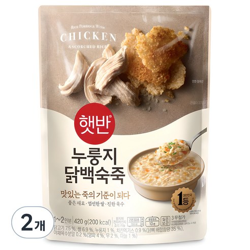 햇반 누룽지 닭백숙죽, 420g, 2개