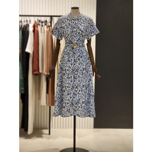 모조에스핀 스탠드카라 나염 플레어 원피스 S212MSE048(217904 )