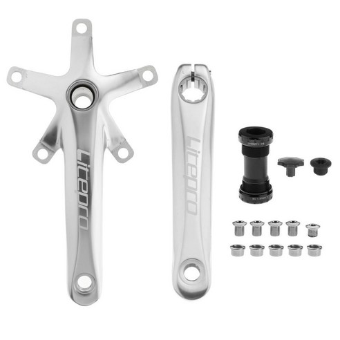 YSSHOP 자전거 크랭크 암 세트 BCD 130 MTB 자전거 크랭크와 BB, 130mm, 알루미늄 합금, 은빛