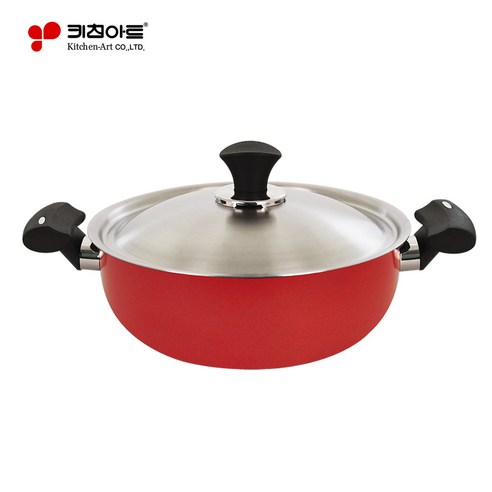 키친아트 에라토 IH 인덕션 스텐 칼라 세라믹냄비, 레드 24전골