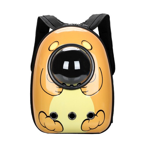 공간 캡슐 고양이 가방 큰 공간 통기성 애완 동물 가방 더블 어깨 고양이 가방, 갈색 곰