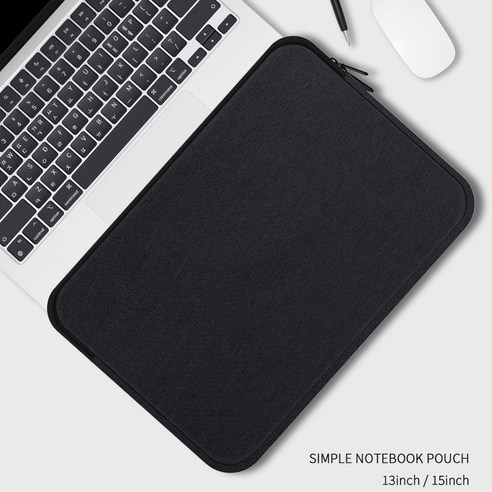 러프리 심플 노트북 파우치 1+1 맥북 그램 갤럭시북 노트북가방, 블랙(1+1)