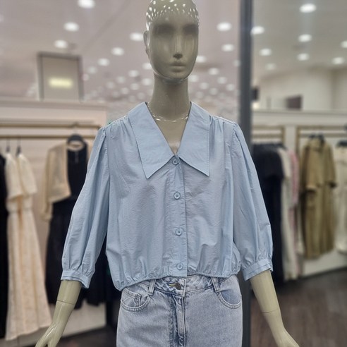 시슬리 도로시 크롭 블라우스 SAWS35331 블루 화이트