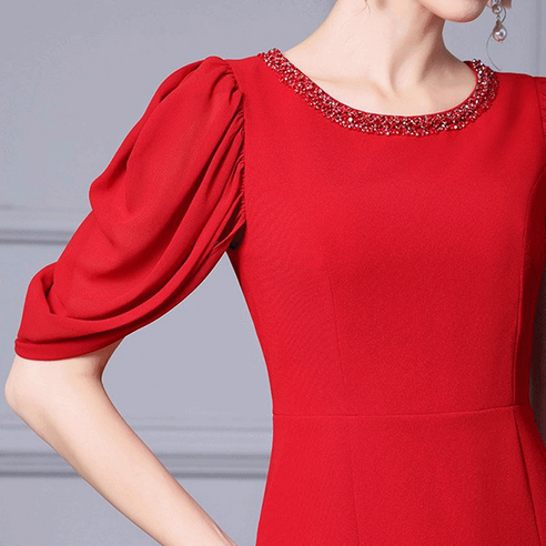 볼륨 슬림핏 정장 원피스 (제품번호: m375297)