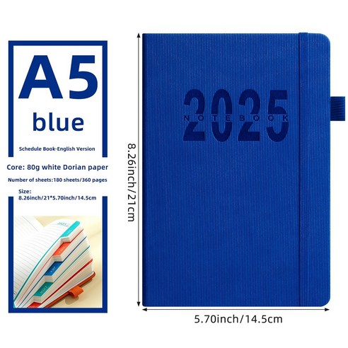 로로라 2025 플래너 다이어리 노트형 A5, 블루