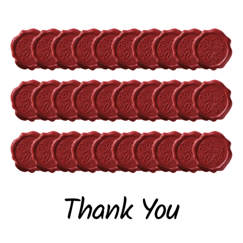 블루제이 프리미엄 실링왁스 스티커 대용량, Thank you, 30개, 레드