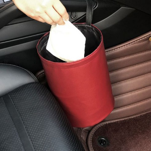 차량 쓰레기봉투 미니 휴지통 차량용쓰레기통 자동차, 접이식 차휴지통 레드
