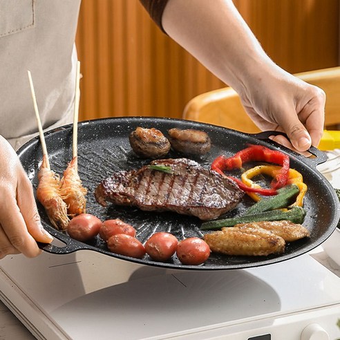 맥반석불고기판 가정용철판불고기 인덕션 카드홀더 야외불고기판, 34cm, 1개