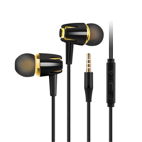 DFMEI EAR -IN -EAR 헤드폰은 Xiaomi Vivo Huawei Honor Oppo 안드로이드 휴대폰 라인 제어 밀 체중베이스를 사용하는 데 적합합니다., 마이클 호출+볼륨 조정 [블랙 골드]