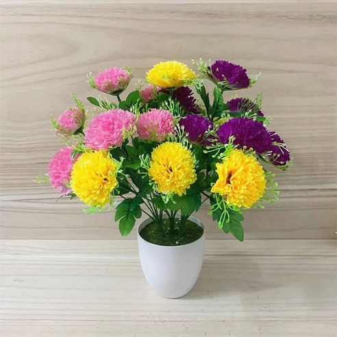 DFMEI 인공 꽃 인공 꽃 카네이션 꽃 냄비 세트 홈 침실 거실 테이블 데스크탑 장식 꽃 예술, DFMEI 3 번들 카네이션 + 화분 (핑크와 노란색과