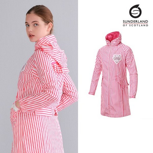 선덜랜드 여성용 스트라이프 사파리 비옷 16612RC32, 핑크