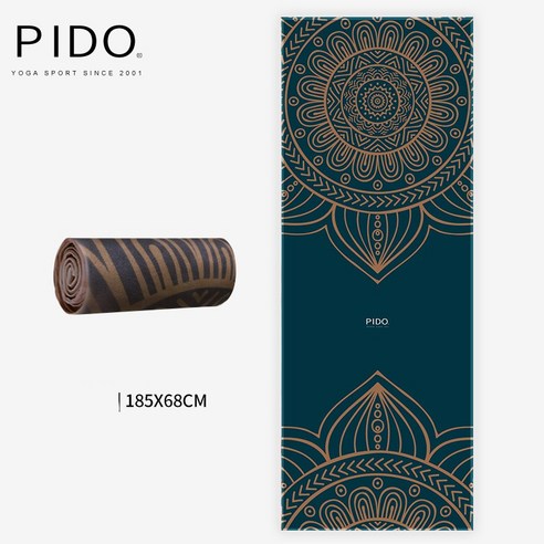 PIDO 요가 타월 필터 제한/코너 슬립/185x68cm, 그림자 부처님 연꽃 [각도 미끄럼 방지/185x68cm