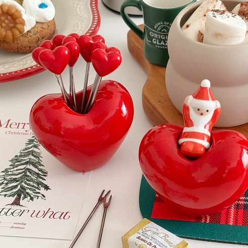 달콤한 순간을 더욱 특별하게, 이이공브이샵 레드 하트 디저트 과일 포크