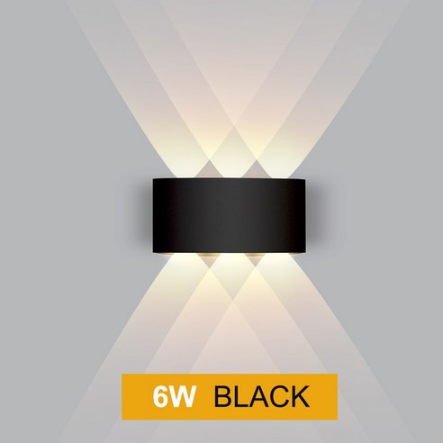 [FNJ] Ip65 Led 벽 램프 야외 방수 정원 조명 알루미늄 Ac86-265 실내 침실 거실 계단 벽 빛, 따뜻한화이트(2700-3500K)_블랙 6W