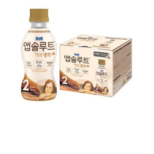 매일유업 앱솔루트 명작 2FL 액상 분유 2단계 240ml x 6입 + 니플 세트, 240ml, 108개