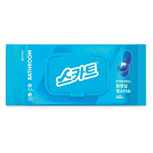 스카트 변기에 버리는 화장실 청소티슈 40매, 2개