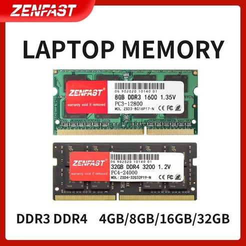 DDR38GB ZENFAST 메모리 램 DDR3 DDR4 8GB 4GB 16GB 32GB 1333 1600 2133 2400 2666 3200MHz Sodimm, 4.DDR3L 4GB 1600 1.5V ddr38기가