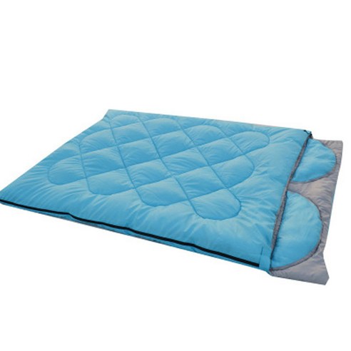 2인용 야외 베개 커플 침낭 분리 가능, （190+30）*148cm（cm）, 스카이블루+플란넬