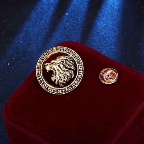 브로치 핀 뱃지 배지 한복 옷핀 코사지 빈티지 사자 머리 브로치 동물 옷깃 핀