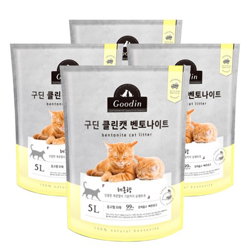 구딘 클린캣 벤토나이트 고양이모래 레몬향 5L*4개(20L), 5L, 4개