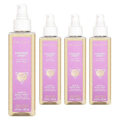 퍼시피카 킨드레드 스피리트 헤어 & 바디 미스트 로즈 더스트 팔로 산토 향, 4개, 205ml