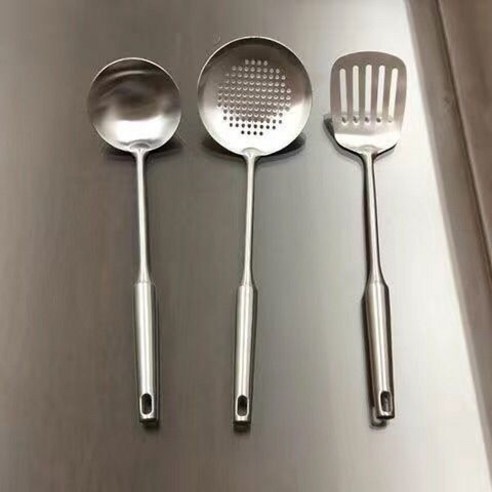 ZZJJC 스테인리스 주걱 주걱 주걱 키친키트 세트 두껍게 다림 방지용 국자 큰 주걱 주걱 주걱 주걱, 무덤+숟가락+프라이팬 두꺼운 저렴한 세트