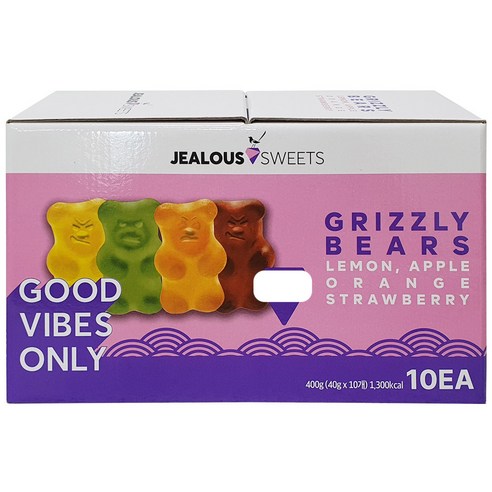 Jealous Sweets 젤리 40g x 10pk - 그리즐리 베어, 10개