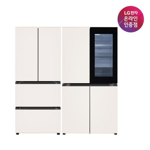 [LG전자] DIOS(디오스) 오브제컬렉션 Z408MEEF23+T873MEE312 1 272L 김치냉장고 노크온냉장고 세트 [메탈/베이지], Y