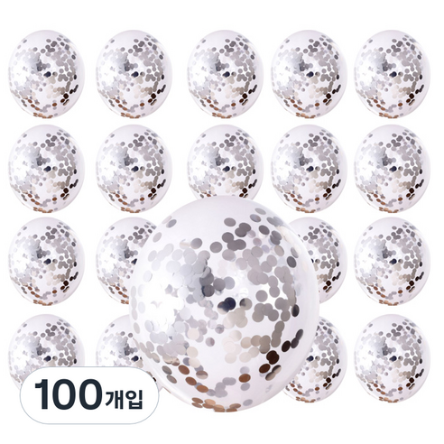 윰스 샤인스팽글 파티풍선, 실버, 100개입