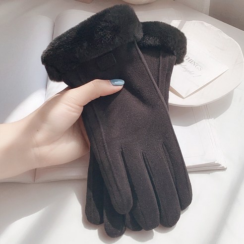 앤시오 여성용 겨울장갑 스웨이드 기모 스마트폰 터치
