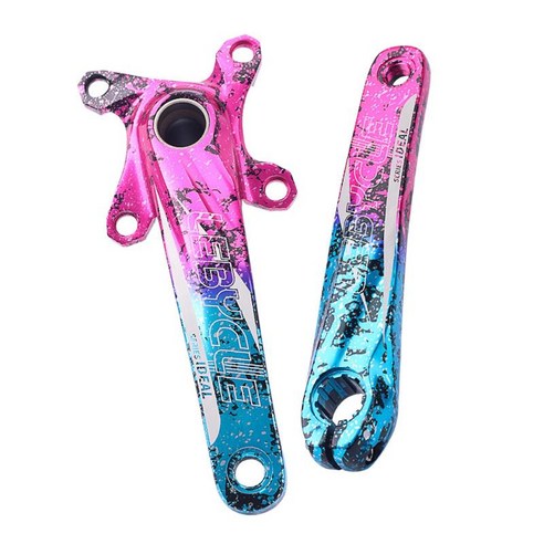 크랭크셋 크랭크 암 내로우 와이드 라운드 체인링 MTB 자전거, 170x104mm, 알류미늄, 빨강 파랑 그라디언트