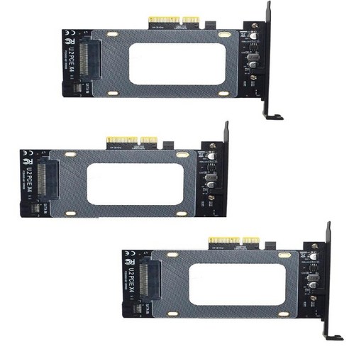 3x PCIe 라이저 3.0 4X ~ U.2 SFF-8639 PC 컴퓨터용 확장 카드 어댑터, 5.9x4.7x1 인치, 검정, ABS