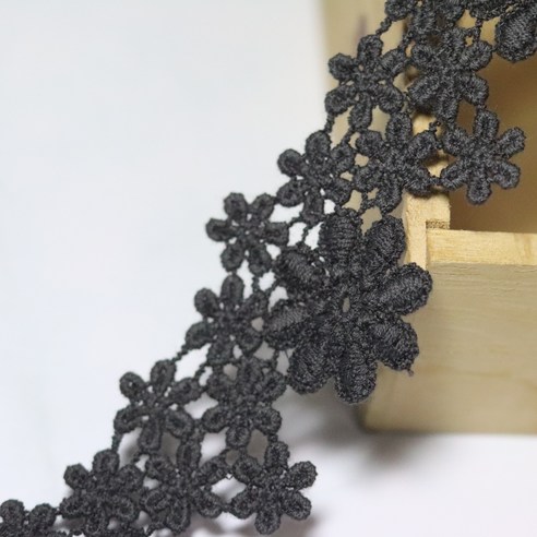 남영레이스 은방울꽃 10색 4cm x 90cm 연폭가능 케미컬 레이스 홈데코 홈패션 부자재 리폼 인테리어 홈데코, 차콜색 4cm x 320cm
