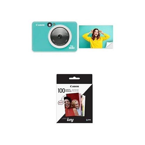 즉석카메라 폴라로이드 캐논 아이비 CLIQ 2 즉석 카메라 프린터 미니 포토 청록색 매트, IVY CLIQ 2_Turquoise