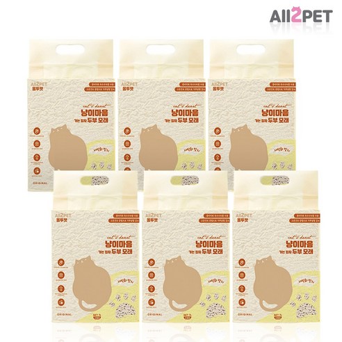올투펫 고양이 가는입자 두부모래 무향/녹차 7L 2.5kg x 6팩, 오리지날6팩, 42L, 6개
