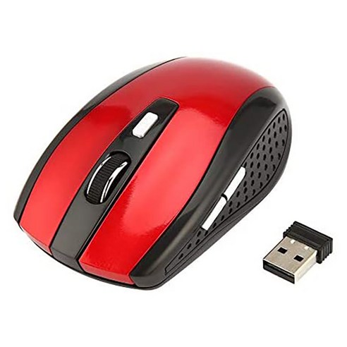 휴대용 2.4GHz 무선 게임 마우스 노트북 USB 수신기 레드와 함께 광학 사무실 마우스 회전, 하나, 보여진 바와 같이