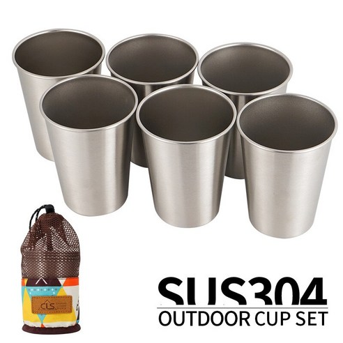 야외 304 스테인레스 스틸 컵 6 개 세트 대형 캠핑 피크닉 휴대용 맥주 머그잔 세트 화이트 바 홈 컵