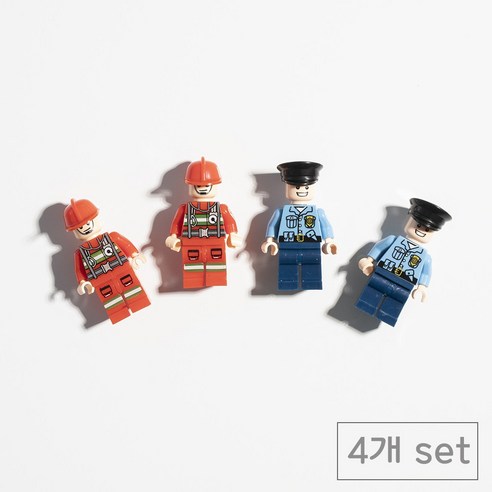 84x84 인테리어 레고 현관문 냉장고자석 마그네틱, 소방관과경찰관4p