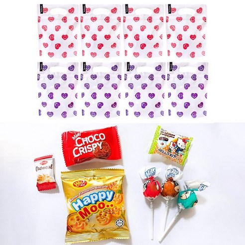어린이집 생일 답례품 단체간식 하트 구디백 8입, 1팩