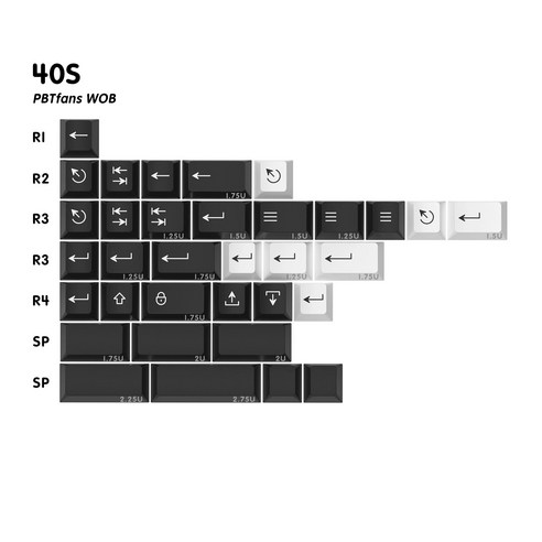 PBTfans WOB PBT 소재 더블샷 체리 프로필 키캡 넘버패드 스페이스바 40s 국제 키트, 2)Numpad, 없음, 없음