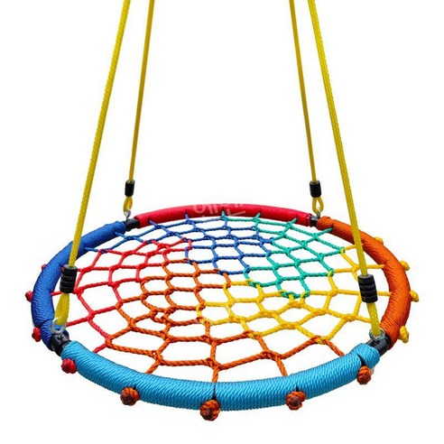 원형그네 정원 스윙 야외 놀이터 해먹 카페 펜션 흔들의자 그물 체어 그네, 80cm + 로프 + 트리 스트랩 + 버클, 1개