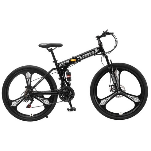 유니로스 mtb자전거 접이식자전거 입문용 산악자전거 24 26인치, 스포크휠, 블랙화이트