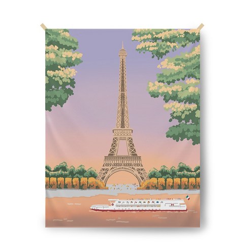 [ 드로잉모드 ] 홈인테리어 감성 행잉 가리개커튼 패브릭포스터, Paris