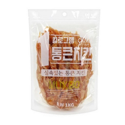 먹보 강아지 대용량 실속 상품 치킨 오리 육포 간식, 2개, 1kg, 치킨 미니 닭갈비