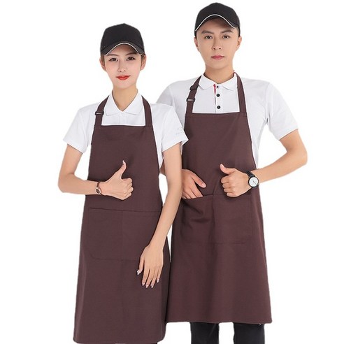 ANKRIC 방수앞치마 주방 앞치마 가정용 방유 및 방오 면화 방유 교수형 목 스카프, 깊은 커피