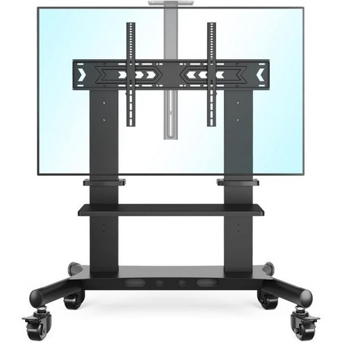 최대 300파운드의 60120인치 TV용 바퀴가 달린 섬유 모바일 TV 카트 LCD LED OLED 플라즈마 플랫 커브드 패널 헤비 듀티 롤링 스탠드 초대형 선반 3개 높이 V